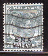 Malaya British Military Administration 1945 George V Single 6c Stamp Overprinted BMA In Fine Used Condition. - Malaya (British Military Administration)