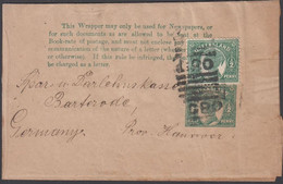 1896. QUEENSLAND AUSTRALIA  ½ PENNY Wrapper VICTORIA Cancelled GPO. Sent To Barterode, Prov. Hannover, Ger... - JF429854 - Cartas & Documentos