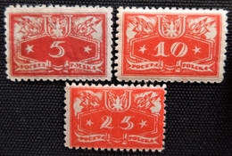 Timbre De Pologne Officiels 1920 Numeral Stamps Y&T N° 3_5_12 - Dienstmarken