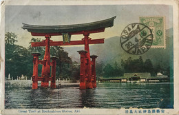 Japon - Osaka - Aki - Great Torii At Itsukushima Shrine - Carte Postale Couleurs Pour Alger (Algérie) - Osaka