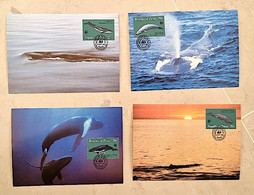 PALAU  Baleines, Baleine, Whales, Ballena,  Wal. WWF. Yvert N°15/18 Fdc Cartes Maximums 1983 - Whales