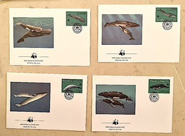 PALAU  Baleines, Baleine, Whales, Ballena,  Wal. WWF. Yvert N°15/18 Fdc, Enveloppes 1 Er Jour 1983 - Baleines