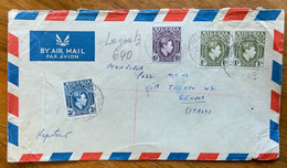 NIGERIA - REGISTERED  PAR AVION  DA LAGOS 26 IA 50  A GENOVA  CON 3+6 D + Coppia 1 S. - Britisch-Ostafrika