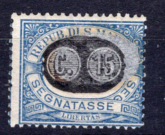 San Marino - 1931 - Segnatasse 5/15 Cent. Sass. 32, Con Argento Spostato A Destra ** - Timbres-taxe