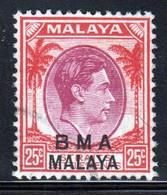 Malaya British Military Administration 1945 George V 25c Stamp Overprinted BMA In Fine Used Condition. - Malaya (British Military Administration)