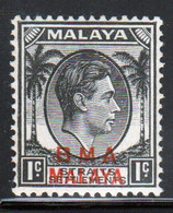 Malaya British Military Administration 1945 George V Single 1c Stamp Overprinted BMA In Mounted Mint Condition. - Malaya (British Military Administration)