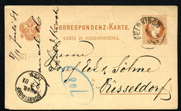 ÖSTERREICH Postkarte P27b Feldkirchen - Düsseldorf 1881 Kat. 6,00 € - Briefkaarten