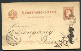 ÖSTERREICH Postkarte P35F Kreuzberg Krucemburk -Düsseldorf 1883 Kat. 18,00 € - Briefkaarten