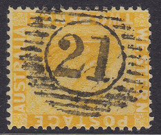 Western Australia 2d Yellow Swan Bar Number 21 Franking VASSE Perf. 14 Wmk. CA - Gebruikt