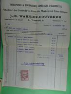 Entreprises & Fournitures Générales D'Electricité J.-B. Warnier-Couvreur à Tamines 1922 - Elektrizität & Gas