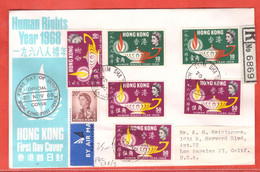 HONG KONG LETTRE RECOMMANDEE FDC DE 1968 DROITS DE L'HOMME - Lettres & Documents