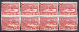 Denmark 1951 Mi. 329 25 + 5 Øre Lazaret Ship Lazarettschiff Jutlandia Red Cross Rotes Kreuz Croix Rouge 8-Block MNH** - Full Sheets & Multiples