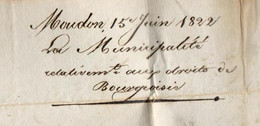 ZPH1-26 Lettre Municipalité Moudon 15 Juin 1822 Répartition Bénéfices Communaux Env. à Yverdon,signée Pissot - ...-1845 Voorlopers