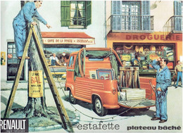 VOITURE RENAULT 1964 DEPLIANT PUBLICITAIRE DE L ESTAFETTE PLATEAU BACHE REGIE NATIONALE DESSIN HAECK - LKW