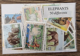ELEPHANTS Lot De 50 Timbres Tous Differents. Satisfaction Assurée - Elefantes