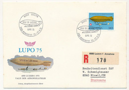SUISSE - 2 Env.reco Affr 90c Ville De Lucerne - LUPO 1975 - FISA KONGRESS 25-27/4/1975 - Covers & Documents