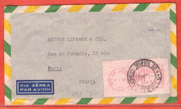 BRESIL LETTRE DE 1949 DE RIO DE JANEIRO POUR PARIS FRANCE - Franking Labels