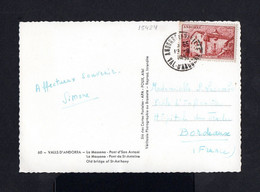 15424-FRENCH ANDORRE-OLD POSTCARD VAL D'ANDORRE To BORDEAUX (france).1951.Andorra.Tarjeta Postal.carte Postale - Lettres & Documents