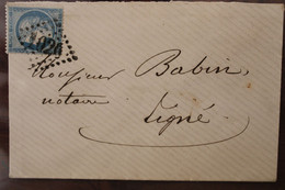 1871 Cérès Timbre Seul Sur Lettre GC 1020 Passé Par Saumur Tigné Cover Maury N°60 - 1849-1876: Période Classique