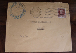 France 1943 Petain Secours National Délégation De Maine Et Loire Flamme Cover WW2 WK2 - Guerre De 1939-45