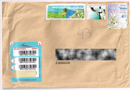 Israel 2020 Brazil Landscapes Beaches 2019 Flowers 1989 Birds Cover To Canada - Used Stamps
