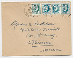 FRANCE N° 643X3+642 LETTRE COVER ROISEL 16.4.1951 SOMME AU TARIF USAGE TARDIF - 1944 Coq Et Marianne D'Alger