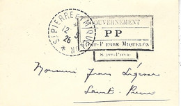 1926 - Petite Enveloppe Carte De Visite De St Pierre Et Miquelon En PP " Gouvernement / St Pierre Et Miquelon " - Brieven En Documenten