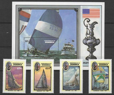 Dominica 1977 MNH MS + 4v, America's Cup, Water Sports, Ships - Ski Nautique