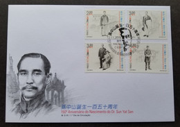 Macau Macao 150th Dr. Sun Yat Sen 2016 Costumes (stamp FDC) - Briefe U. Dokumente