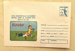 ROUMANIE Rugby. Entier Postal Illustré émis En 1989(12) - Rugby