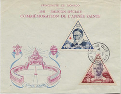 MONACO - LETTRE EMISSION SPECIALE ANNEE SAINTE AFFRANCHIE N° 353 ET 354 - TB -  ANNEE 1951 - FDC