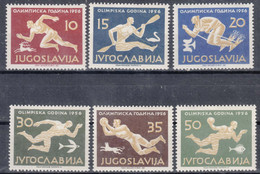 Yugoslavia Republic 1956 Sport Olympic Games Melbourn Mi#804,805,806,807,808,809 Mint Hinged - Nuevos