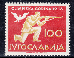 Yugoslavia Republic 1956 Sport Olympic Games Melbourn Mi#811 Mint Hinged Key Stamp Of The Set - Neufs