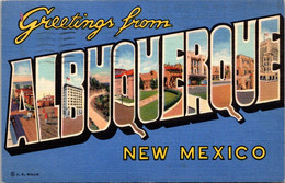 New Mexico Greetings From Albuquerque Large Letter Linen 1941 Curteich - Albuquerque