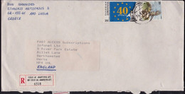 GREECE 1988 Registered COVER To England @D3544L - Brieven En Documenten