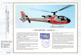 ✅ "  HELICOPTERE GAZELLE " Sur Feuillet CEF 1er Jour De 1975 N° YT 1805. Parfait état. - Helicopters