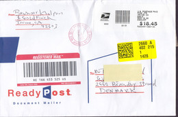 United States Registered Recommandé Einschreiben Label US Postage Paid IRVINE California 2022 Cover Brief BRØNDBY STRAND - Briefe U. Dokumente