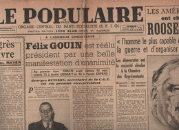 LE POPULAIRE 9 11 1944  EPURATION - ROOSEVELT - FELIX GOUIN - FRONTS - PRISONNIERS & DEPORTES LOYERS EXONERES - CHANSONS - General Issues