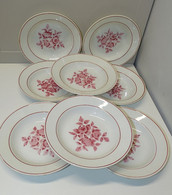 *8 ASSIETTES DEMI CREUSES CERAMIQUE LIMOGES P B Modèle MAULDE Décor De Roses E - Limoges (FRA)