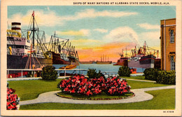 Alabama Mobile Ships Of Many Nations At Alabama State Docks Curteich - Mobile