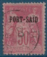 Colonies France Port Said N°14 50c Rose N/B Oblitéré TTB Signé SCHELLER - Used Stamps