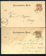 ÖSTERREICH 2 Postkarten P43 Aussig Ústí Nad Labem - Dresden+Prag 1883-88 - Briefkaarten