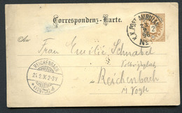 ÖSTERREICH Postkarte P43 BAHNPOST 1896 Nach Reichenbach Vogtland - Briefkaarten
