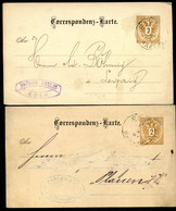 ÖSTERREICH 2 Postkarten P43 Eger Cheb - Leipzig+Plauen 1884 - Briefkaarten