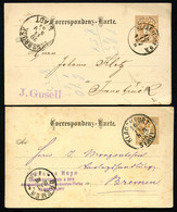 ÖSTERREICH 2 Postkarten P43 Klagenfurt - Innsbruck+Bremen 1883-88 - Briefkaarten