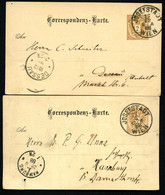 ÖSTERREICH 2 Postkarten P43 Wien Josefstadt - Hamburg+Dessau 1888 - Briefkaarten