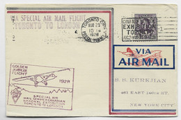 CANADA 5C  SEUL LETTRE COVER AVION AIR MAIL TORONTO 1928 TO NEW YORK USA VIA SPECIAL AIR MAIL FLIGHT - Airmail