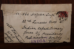 1915 WW1 Censor Hong Kong China Cavalry Division Expeditionary Force Cover IEF GB UK Empire Expéditionnaire Inde India - Lettres & Documents