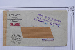 AU9 MADAGASCAR BELLE LETTRE CENSUREE  1943 PETIT BUREAU MANANJARY  POUR PARIS FRANCE +CENSORED - Luftpost