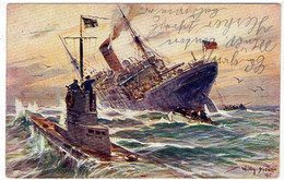 Illustrator Willy Stöwer 1915 - Vernichtung Eines Engl. Handelsdampfer Durch Eines Deutsches Unterseeboot - Feldpost - Stoewer, Willy